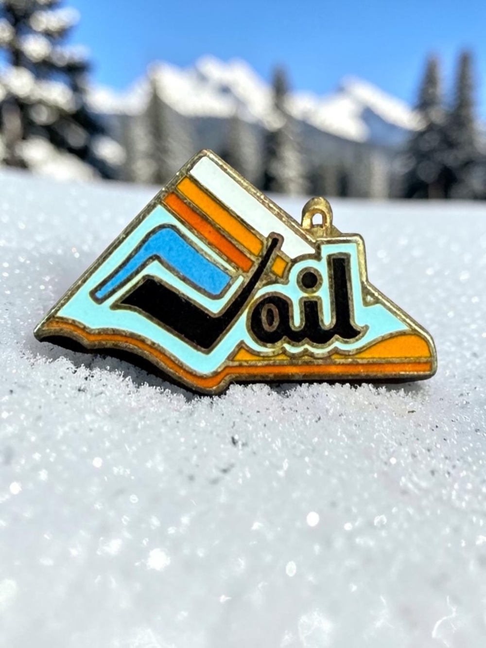 Vintage Vail Colorado Ski Resort Enamel Pin Badge Colorful Mountain Logo
